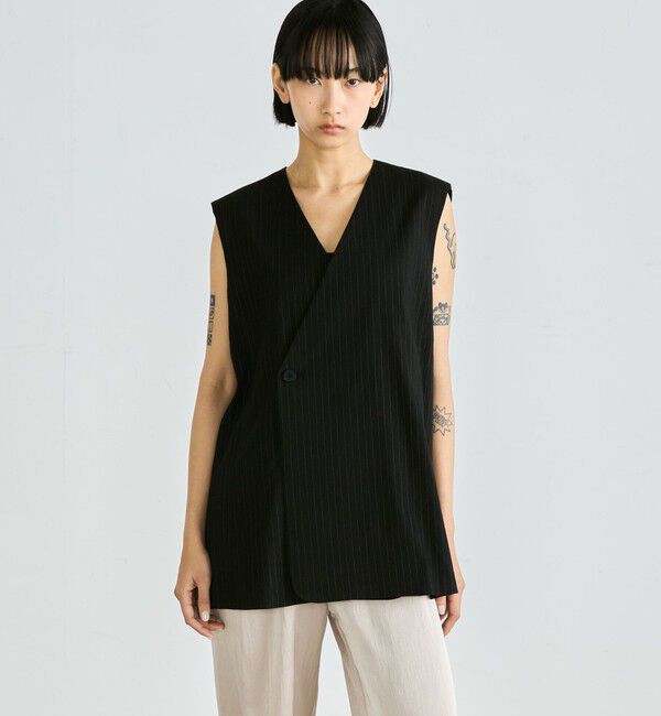 Edition「リネンストレッチ Vネックジレ」|ベスト・ジレ|