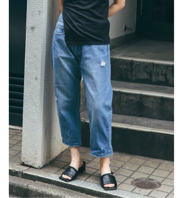  「《追加2》テーパードデニム5ポケットパンツ」|デニム|ネイビー B