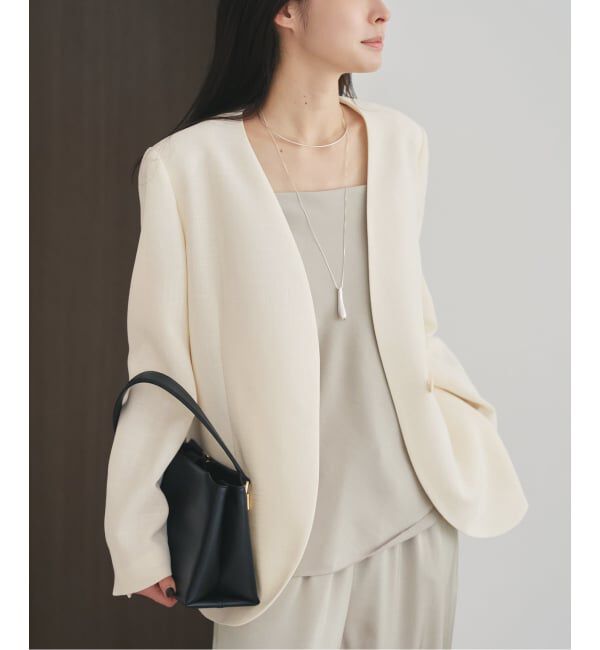 Plage「《予約》Collarless ジャケット」|ノーカラージャケット|ホワイト