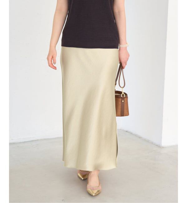 IENA「《WEB・一部店舗限定 追加12》ダブルサテンスカート」|スカート|