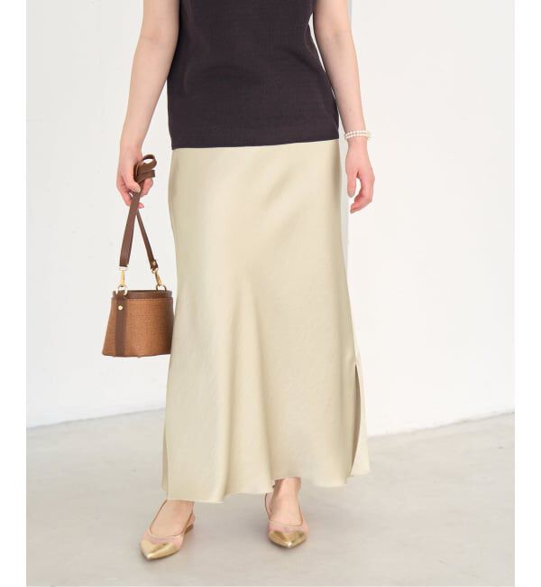 IENA「《WEB・一部店舗限定 追加12》ダブルサテンスカート」|スカート|