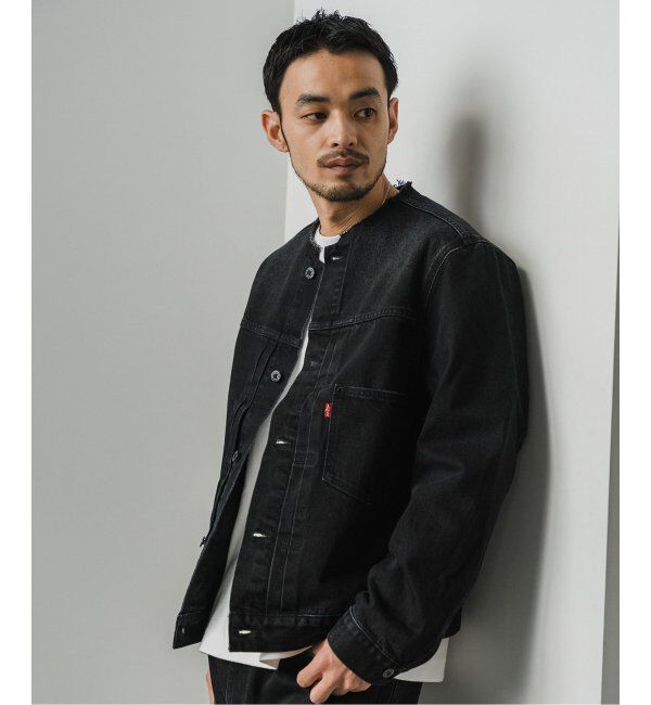 EDIFICE「《再入荷》Levi&rsquo;s(リーバイス) 別注 Type 1 Trucker Jacket BLACK "COLLARLESS"」|デニムジャケット|