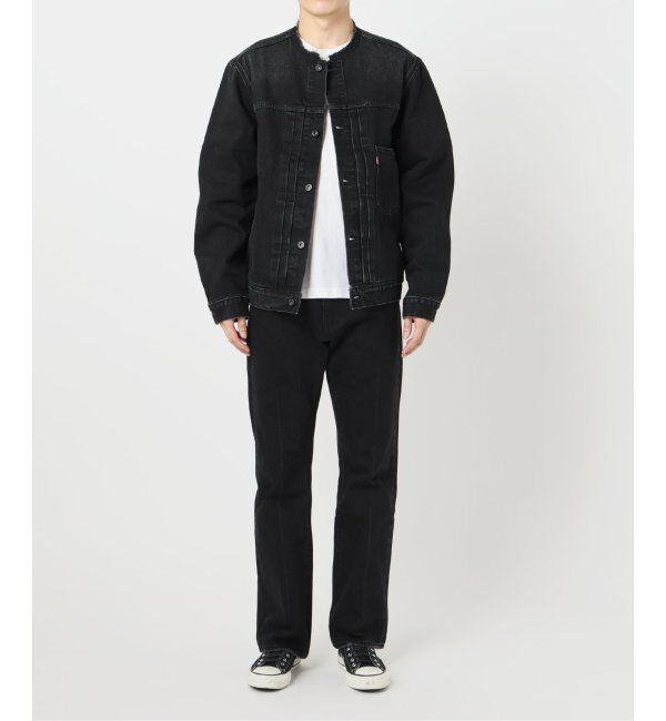 EDIFICE「《再入荷》Levi&rsquo;s(リーバイス) 別注 Type 1 Trucker Jacket BLACK "COLLARLESS"」|デニムジャケット|