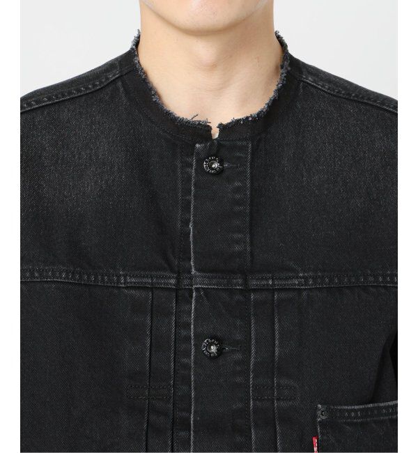 EDIFICE「《再入荷》Levi&rsquo;s(リーバイス) 別注 Type 1 Trucker Jacket BLACK "COLLARLESS"」|デニムジャケット|