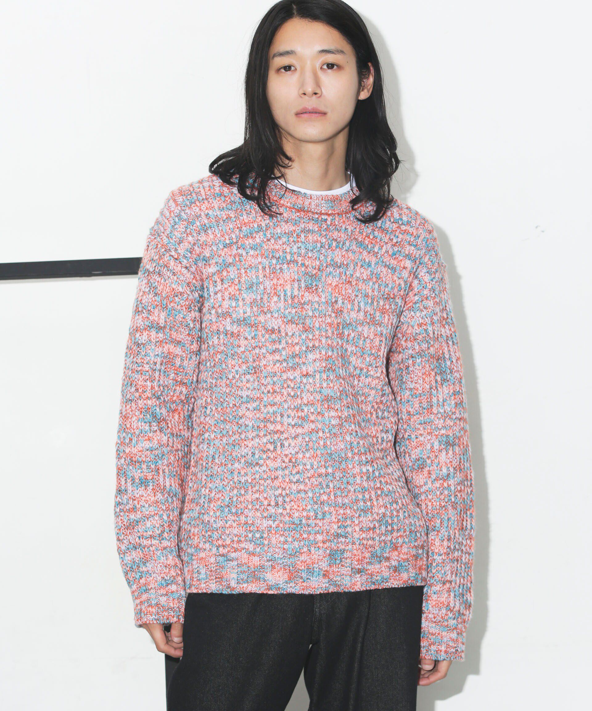 nano･universe「FIVE MIX 引き揃えニットプルオーバー」|ニット・セーター|レッド