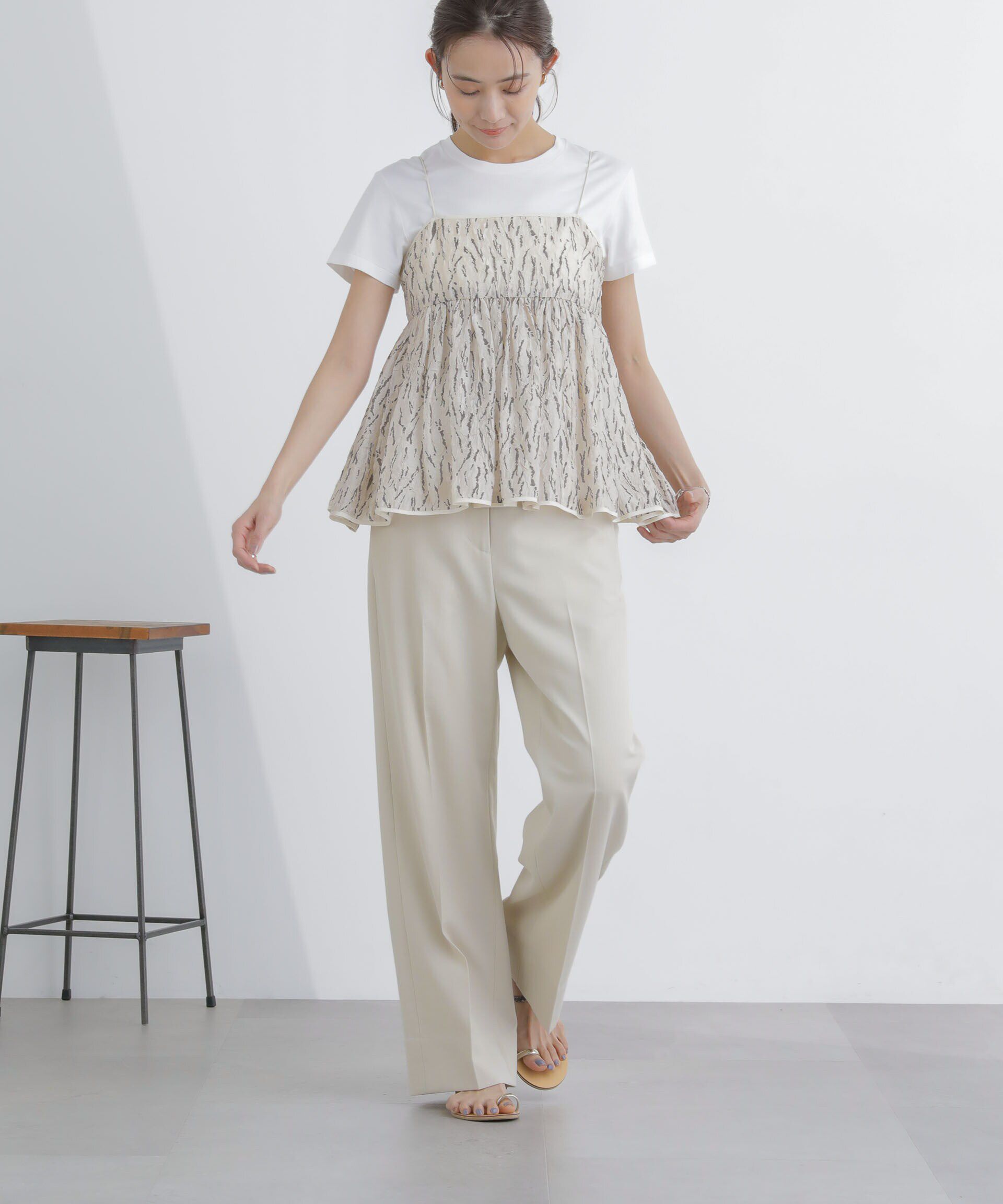 nano･universe「サイドボタンワイドパンツ(セットアップ対応)」|その他|