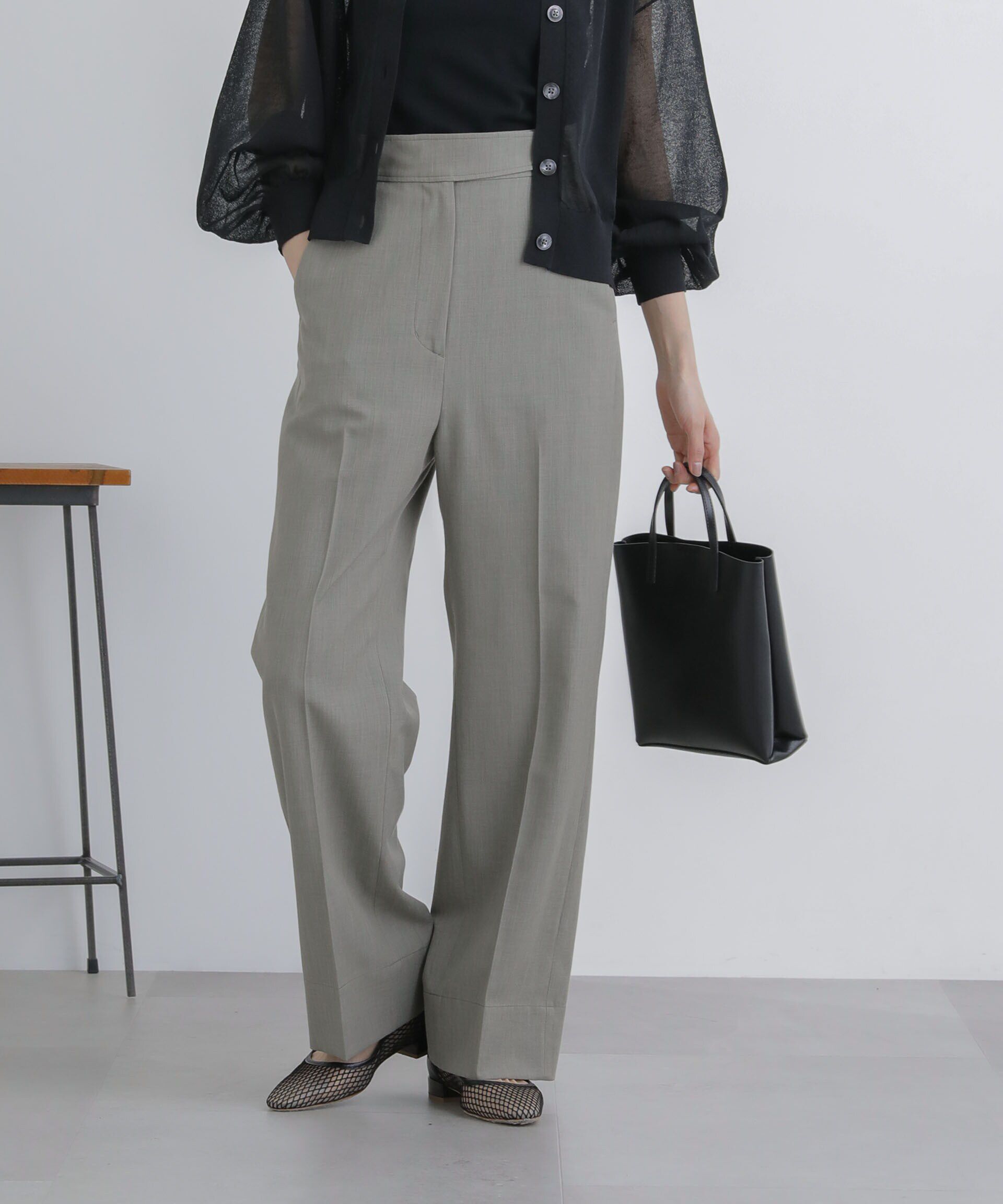 nano･universe「サイドボタンワイドパンツ(セットアップ対応)」|その他|L.カーキ1