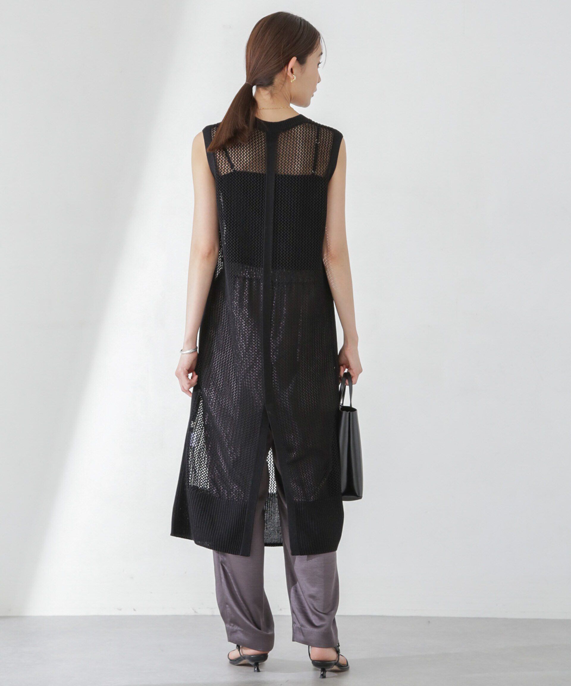 nano･universe「メッシュ編みノースリーブニットワンピース」|ワンピース|