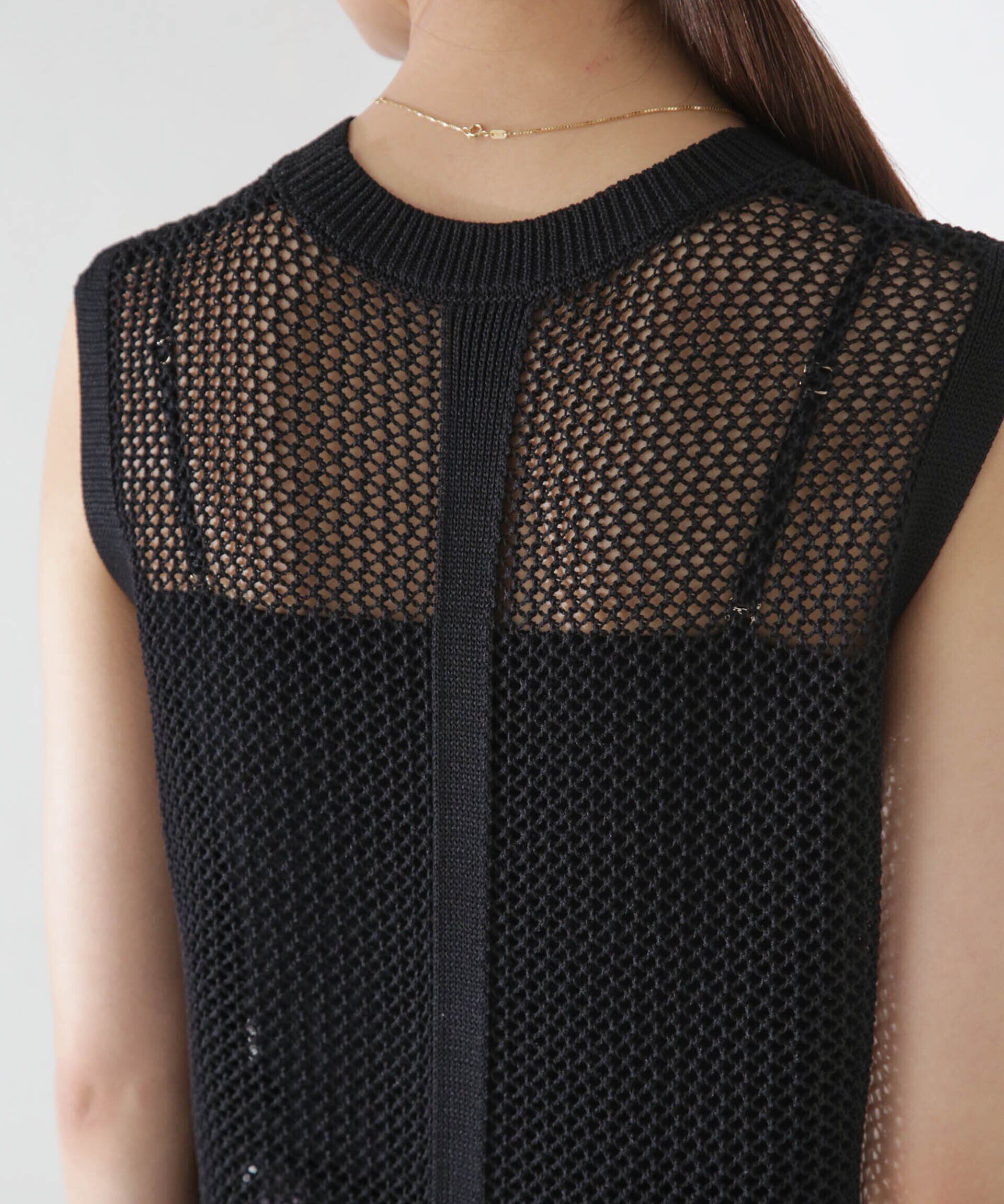 nano･universe「メッシュ編みノースリーブニットワンピース」|ワンピース|