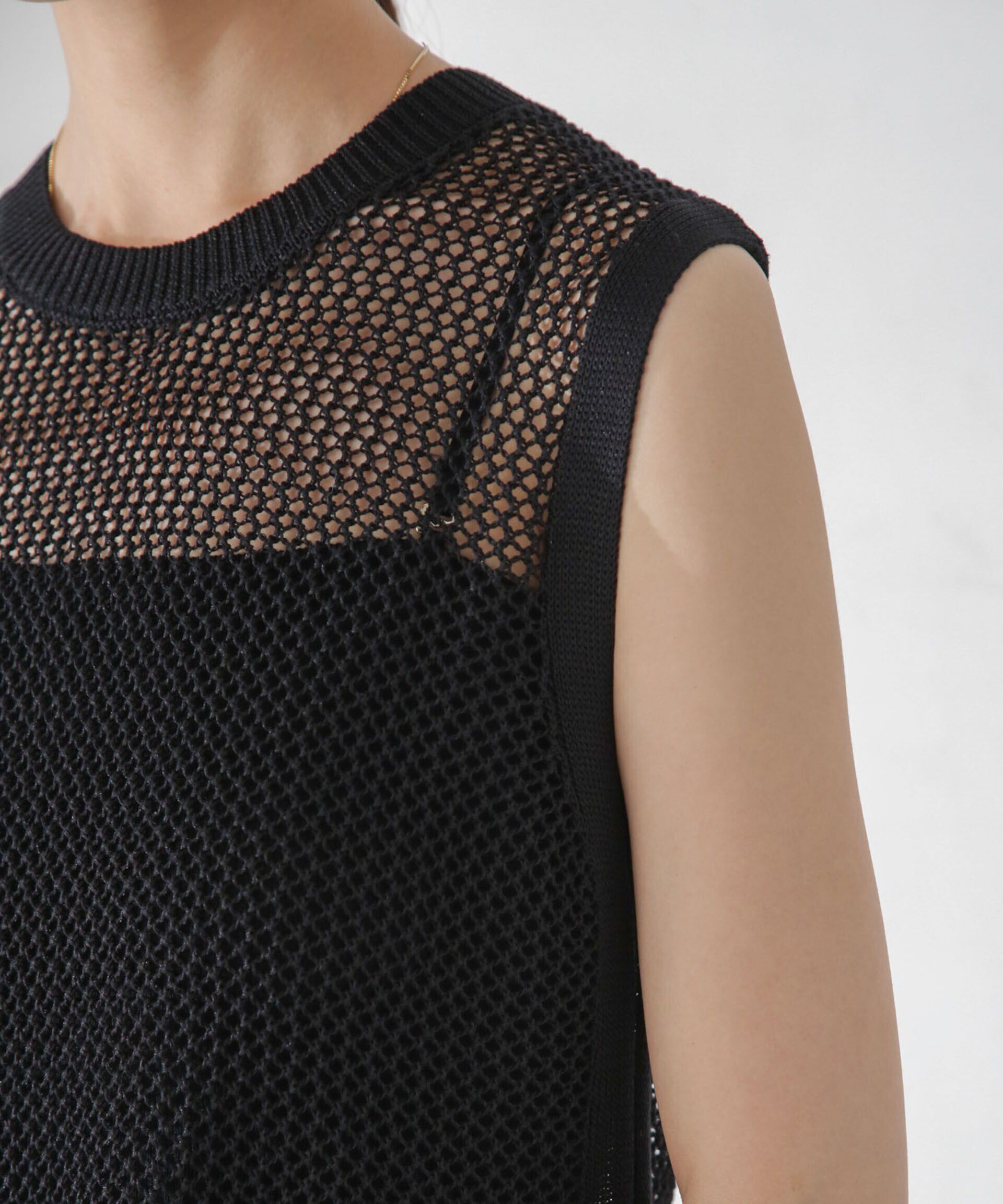 nano･universe「メッシュ編みノースリーブニットワンピース」|ワンピース|