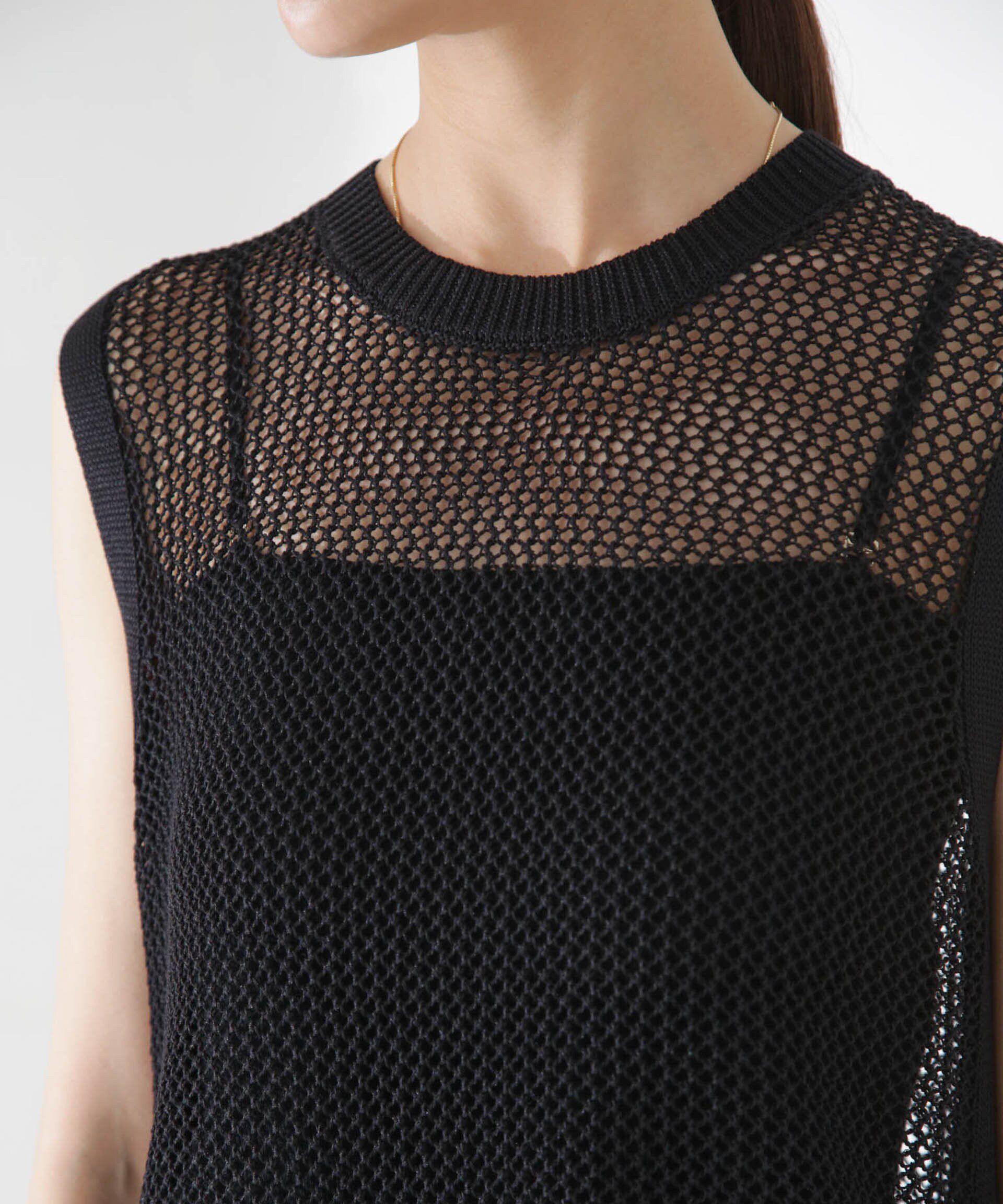 nano･universe「メッシュ編みノースリーブニットワンピース」|ワンピース|