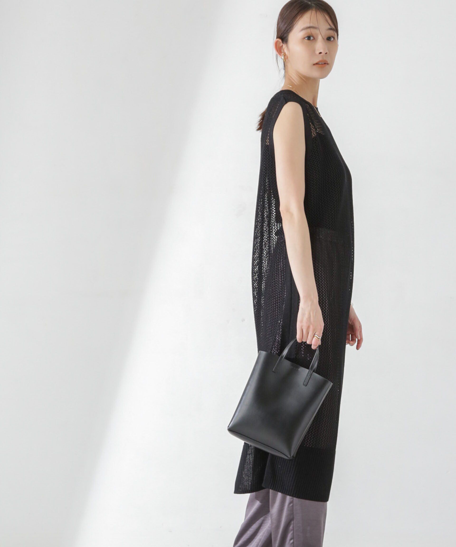 nano･universe「メッシュ編みノースリーブニットワンピース」|ワンピース|