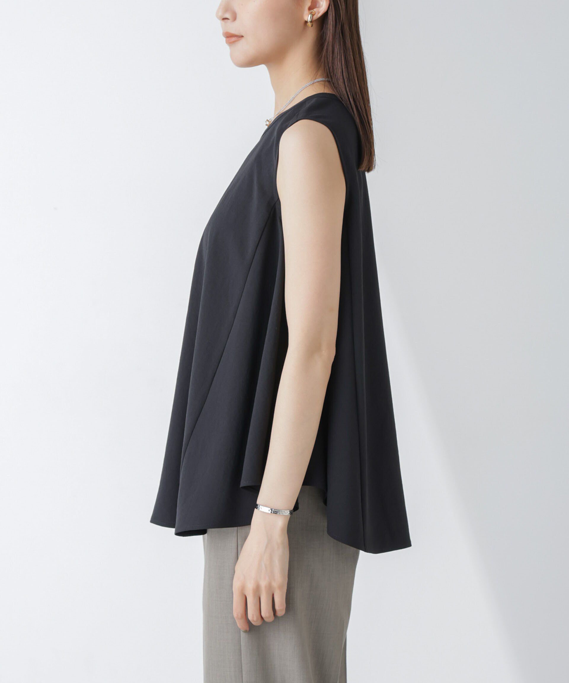 nano･universe「ｲｰｼﾞｰﾌｧﾝｸｼｮﾝ ｻｲﾄﾞﾄﾞﾚｰﾌﾟﾉｰｽﾘｰﾌﾞﾌﾞﾗｳ」|シャツ・ブラウス|