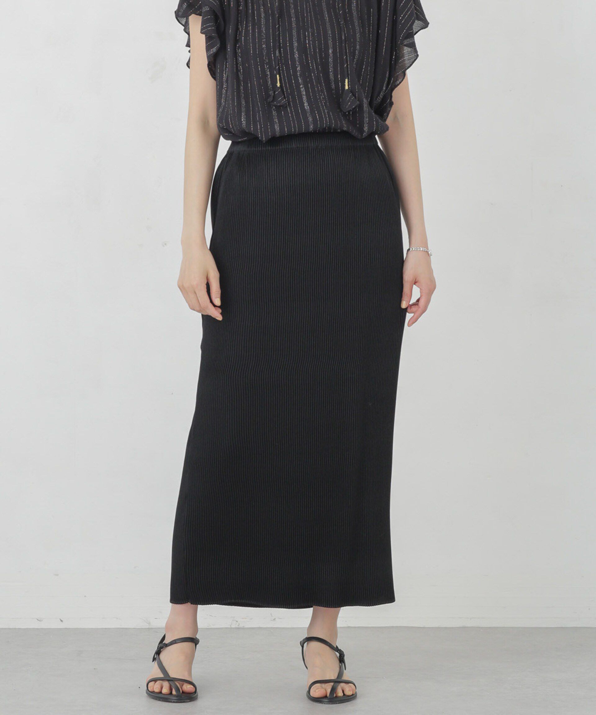 nano･universe「箔プリントプリーツスカート」|スカート|