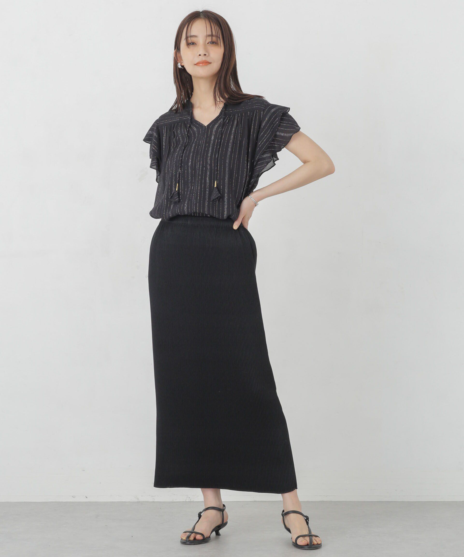 nano･universe「箔プリントプリーツスカート」|スカート|