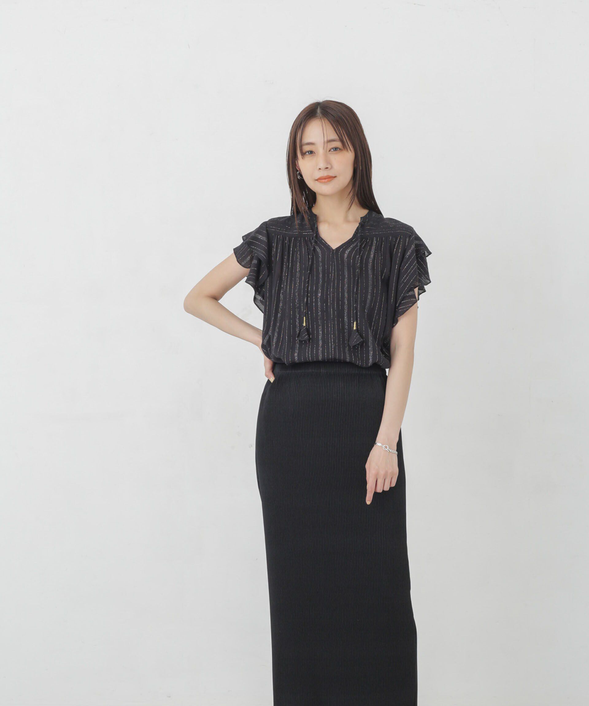 nano･universe「箔プリントプリーツスカート」|スカート|