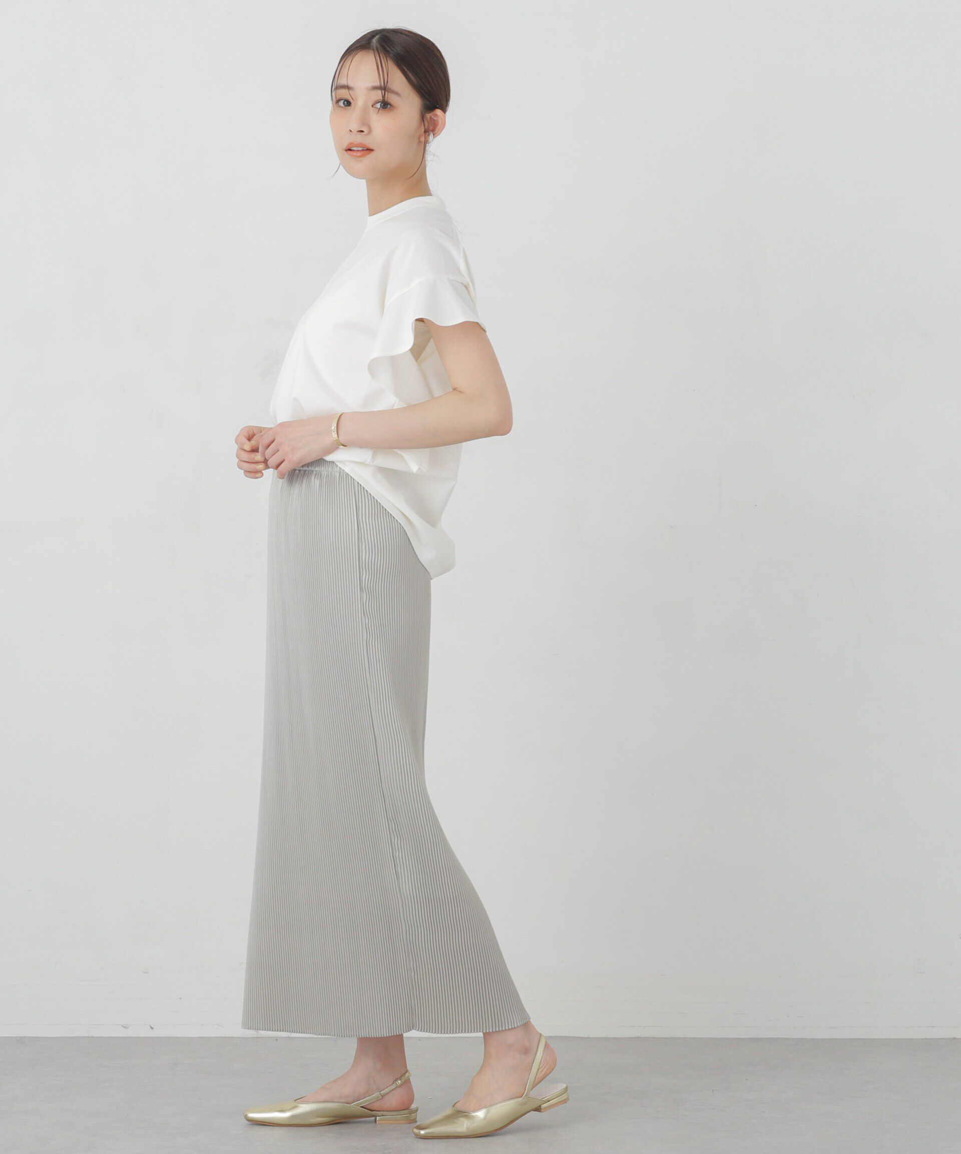 nano･universe「箔プリントプリーツスカート」|スカート|