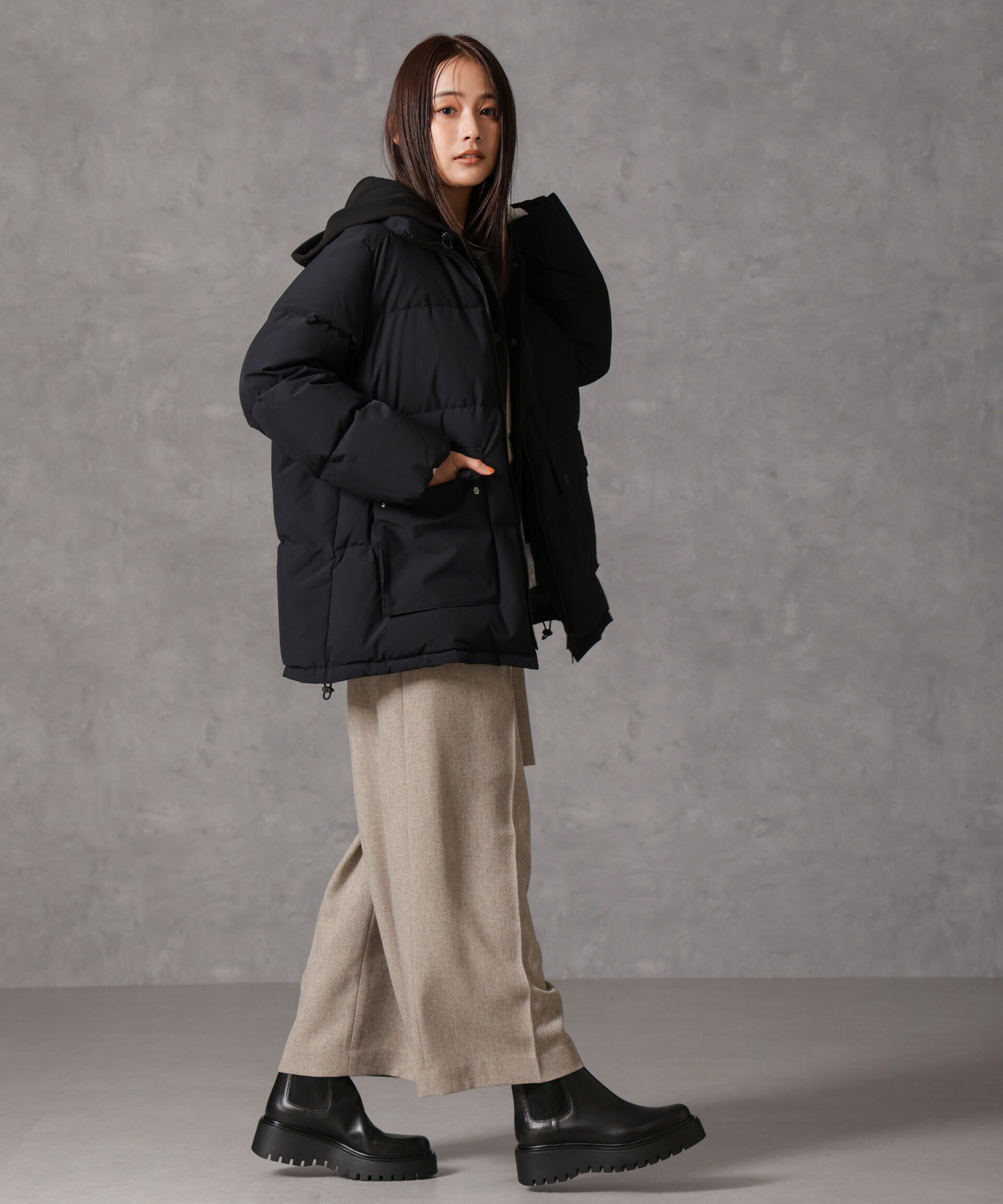 nano･universe「「西川ダウン(R)」2WAY異素材フードダウン」|ダウン|