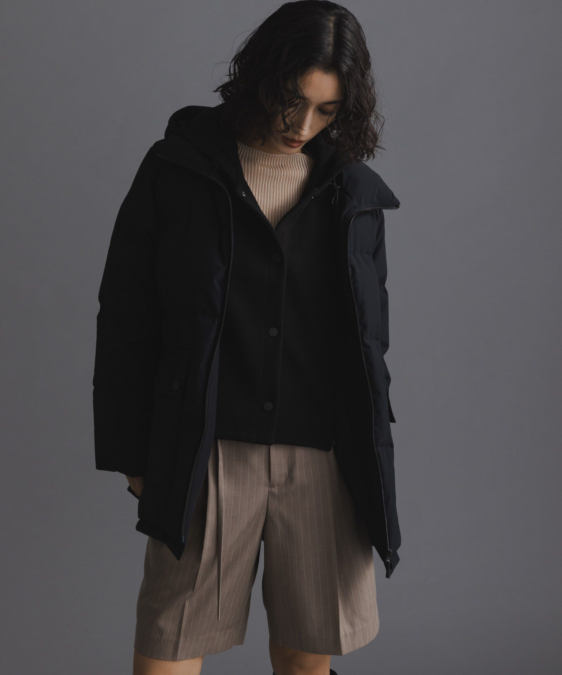 nano･universe「「西川ダウン(R)」2WAY異素材フードダウン」|ダウン|