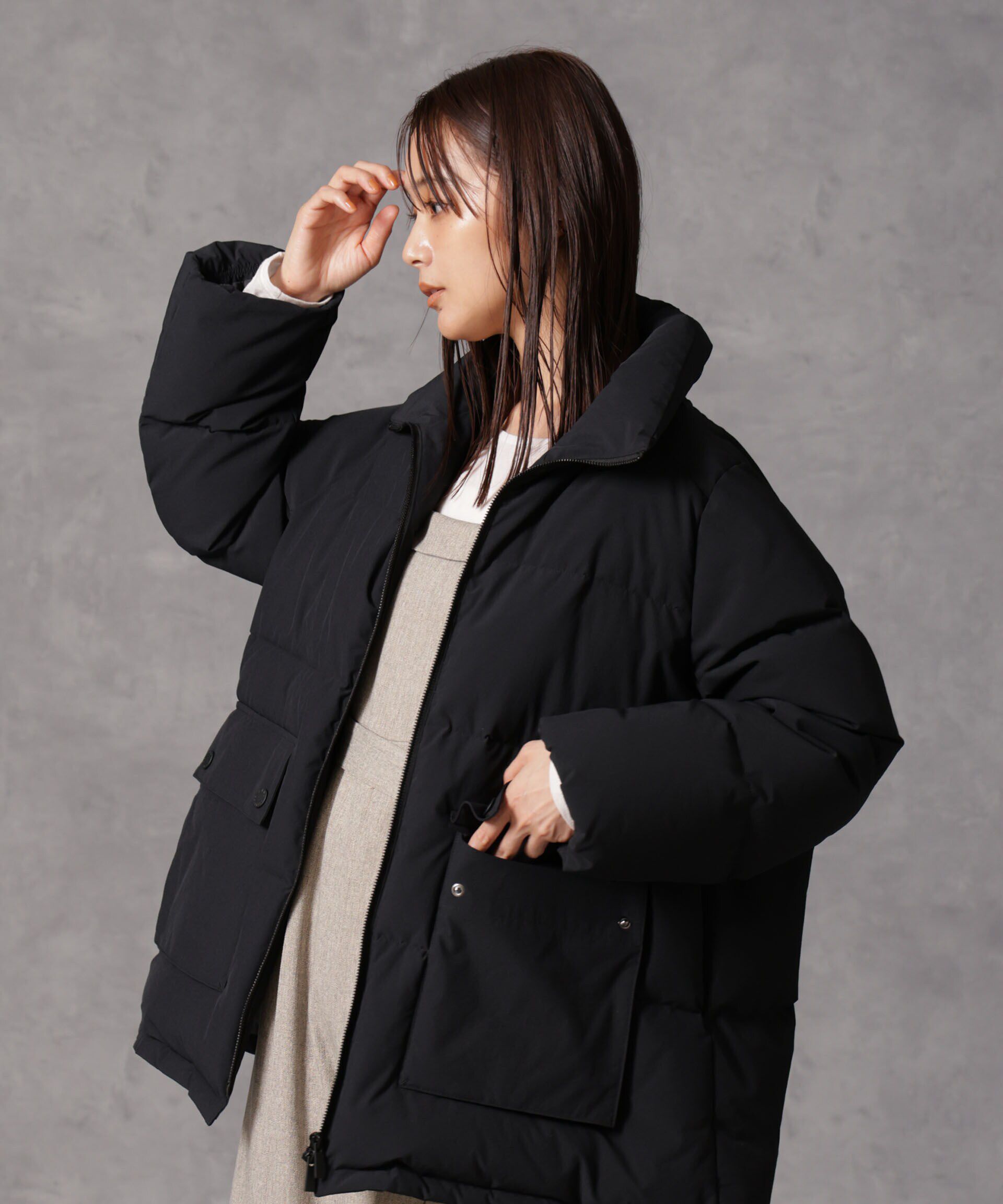 nano･universe「「西川ダウン(R)」2WAY異素材フードダウン」|ダウン|