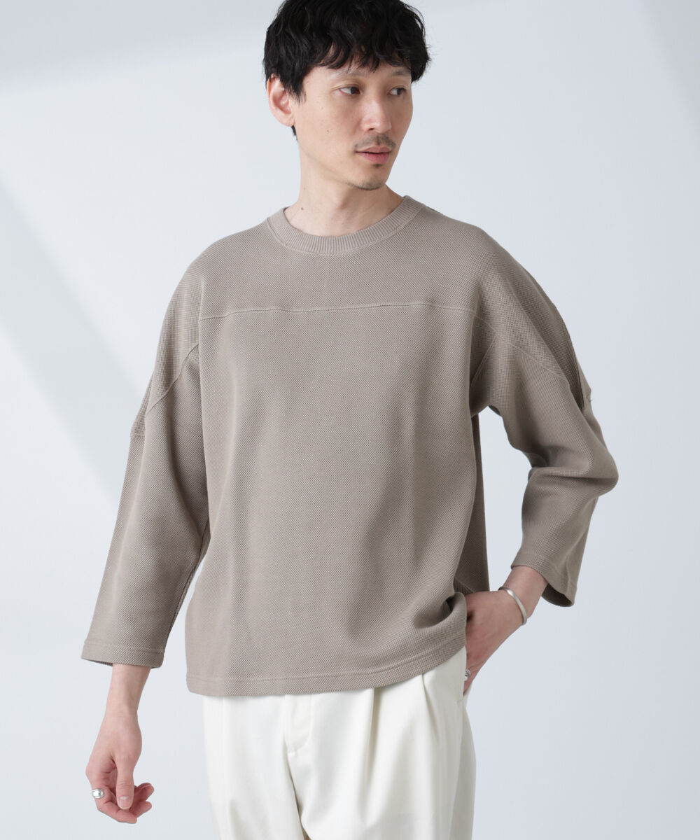 nano･universe「変形ハニカムジャガードフットボールTシャツ」|Tシャツ・カットソー|グレージュ3