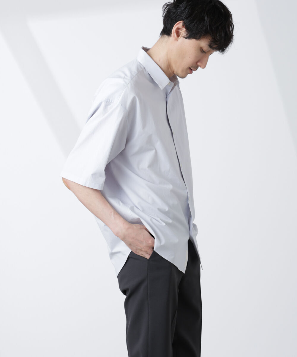 nano･universe「「大人のワイドシャツ」レギュラーカラー 半袖」|シャツ・ブラウス|L.ブルー1