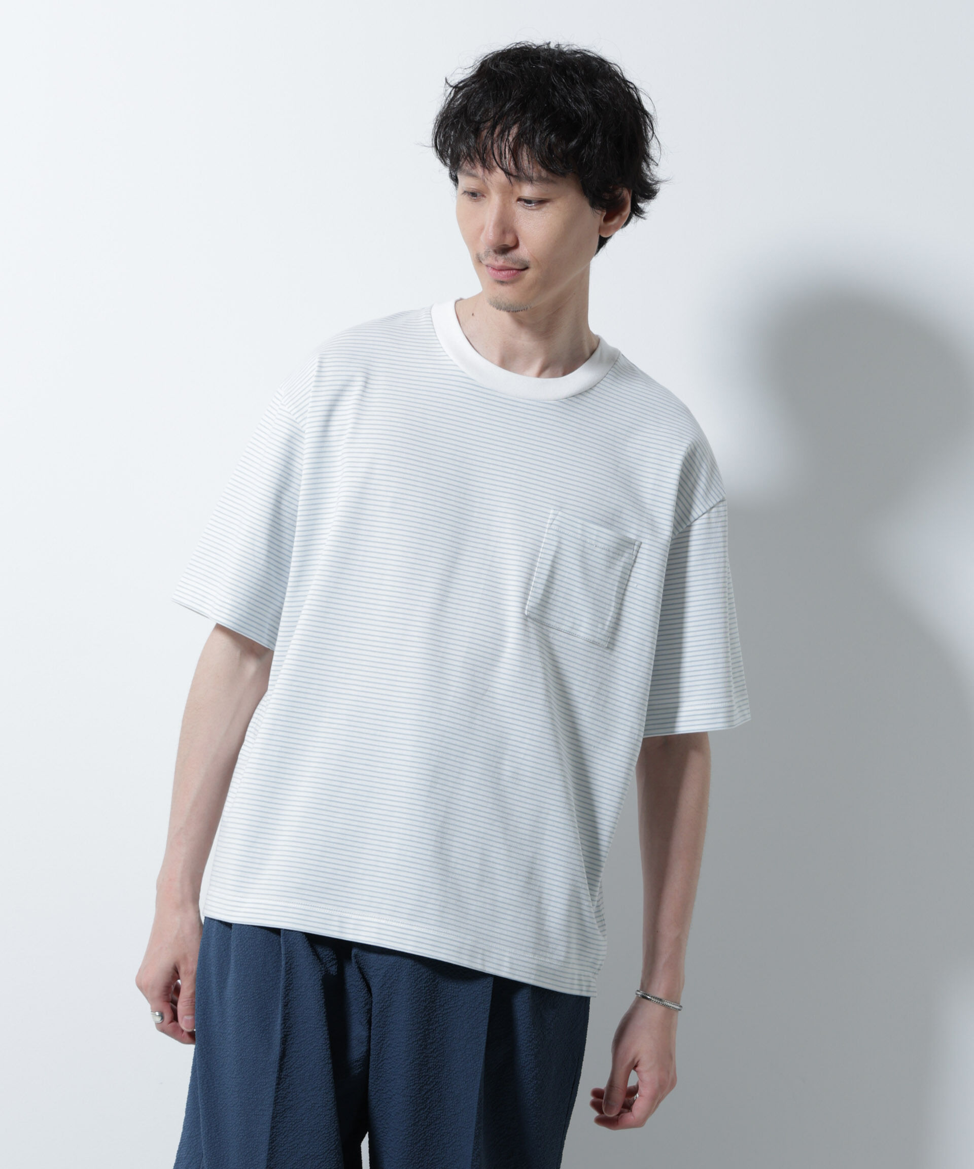 nano･universe「20シルケットボーダーTシャツ 半袖」|Tシャツ・カットソー|