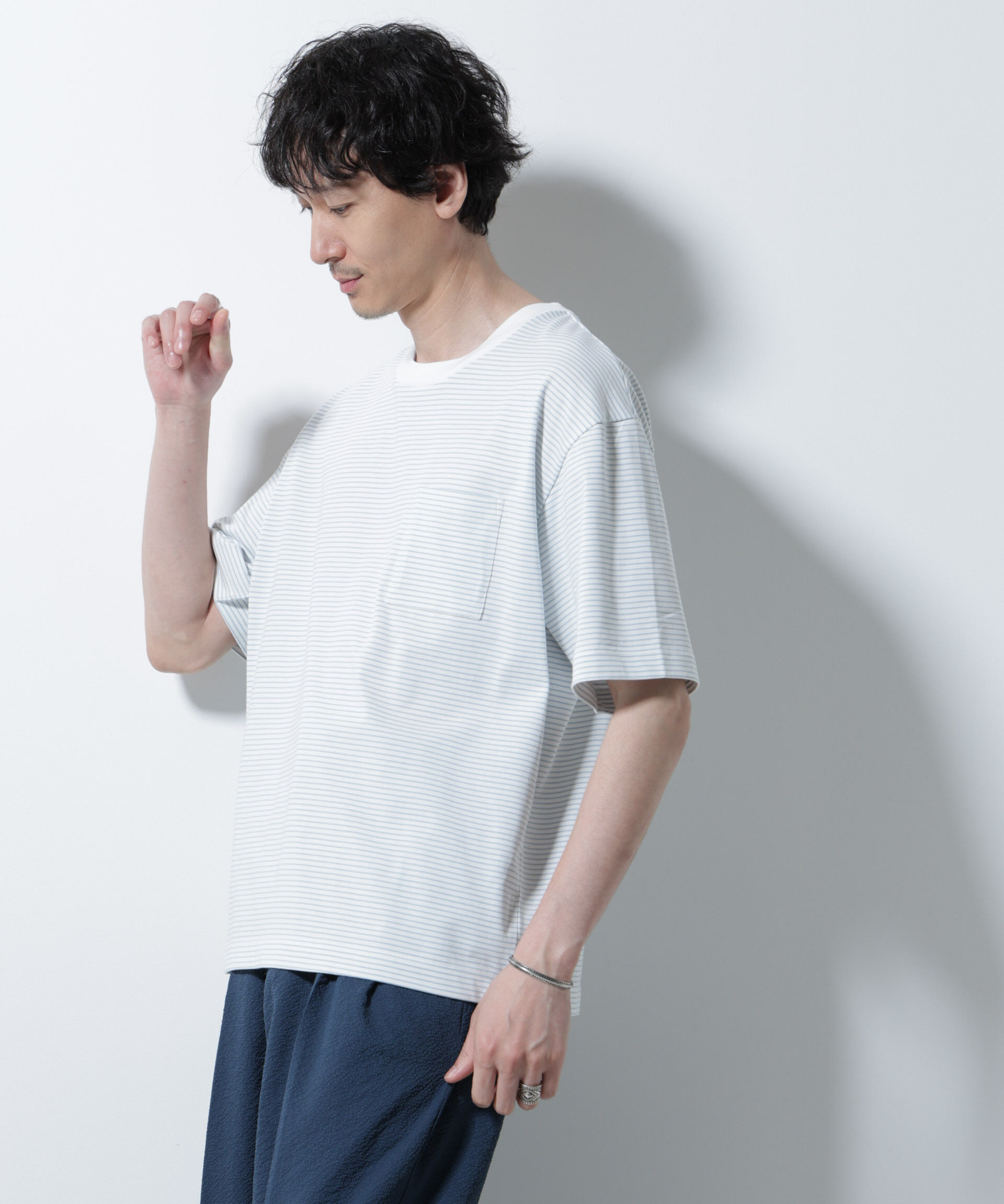 nano･universe「20シルケットボーダーTシャツ 半袖」|Tシャツ・カットソー|