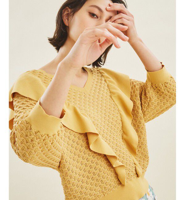 GRACE CONTINENTAL「ラメフリルニットトップ」|ニット・セーター|