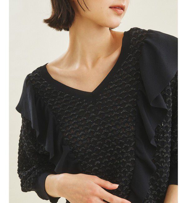 GRACE CONTINENTAL「ラメフリルニットトップ」|ニット・セーター|