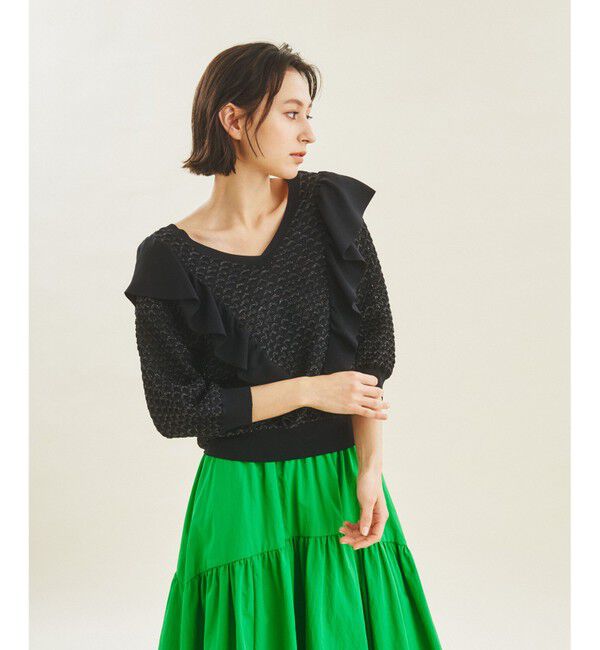 GRACE CONTINENTAL「ラメフリルニットトップ」|ニット・セーター|