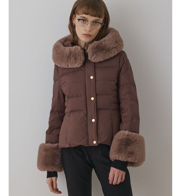 GRACE CONTINENTAL「エコファーショートダウンジャケット」|ダウン|ブラウン