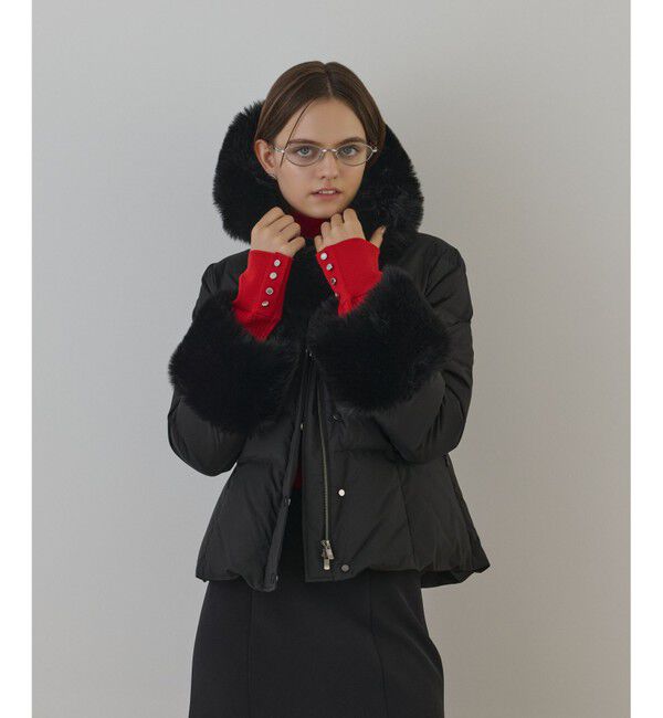 GRACE CONTINENTAL「エコファーショートダウンジャケット」|ダウン|ブラック