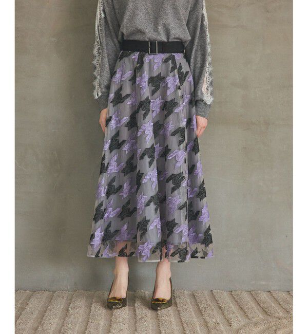 Grace Class「千鳥刺繍チュールスカート」|スカート|パープル