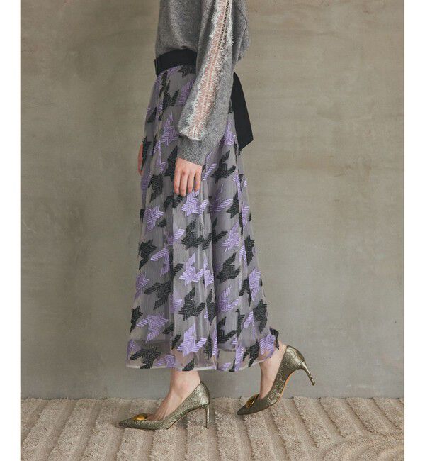 Grace Class「千鳥刺繍チュールスカート」|スカート|