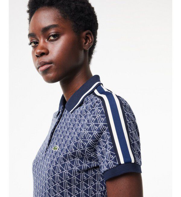 LACOSTE「モノグラムジャカードコットンニットポロシャツ」|ポロシャツ|