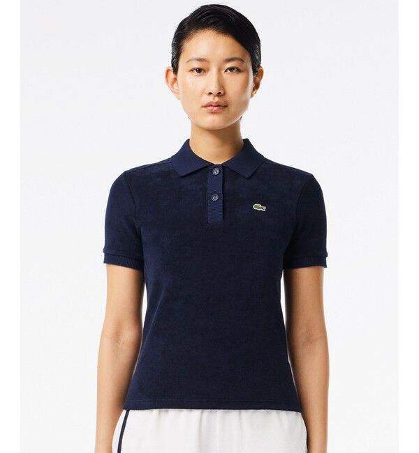 LACOSTE「オーガニックコットン コンパクトパイル地半袖ポロシャツ」|ポロシャツ|ネイビー
