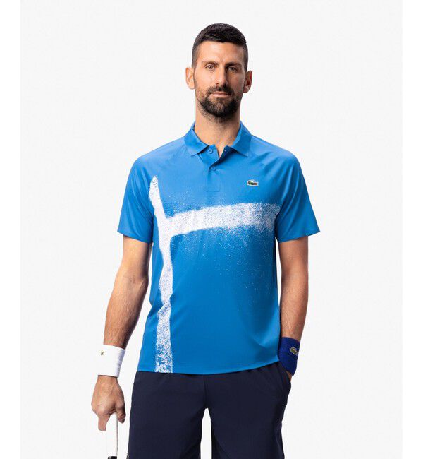 LACOSTE「『ジョコビッチ』コートラインシームレスポロシャツ」|ポロシャツ|ブルー