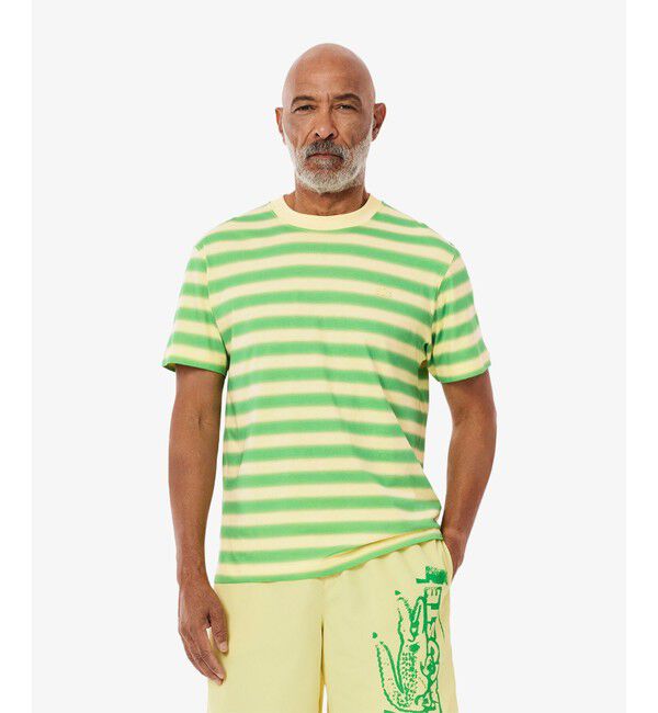 LACOSTE「グラデーションボーダーTシャツ」|Tシャツ・カットソー|グリーン