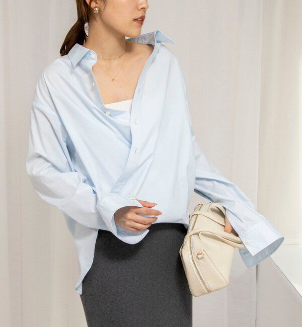 Rie Miller「レギュラーカラー2WAYシャツ」|シャツ・ブラウス|サックス