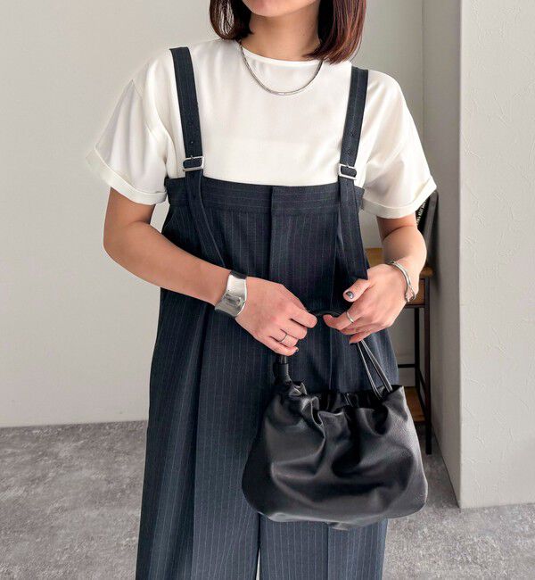 fredy emue「【WEB限定カラーあり】サテン半袖Tシャツブラウス」|シャツ・ブラウス|