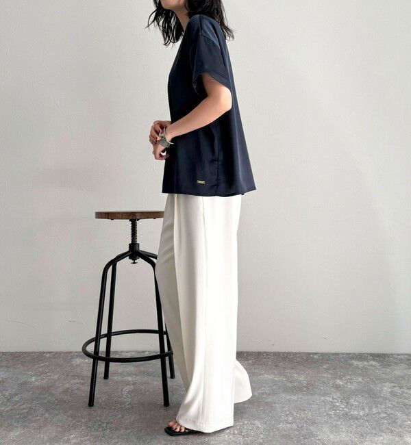 fredy emue「【WEB限定カラーあり】サテン半袖Tシャツブラウス」|シャツ・ブラウス|