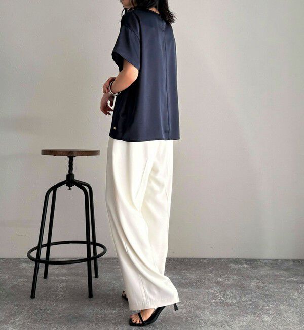 fredy emue「【WEB限定カラーあり】サテン半袖Tシャツブラウス」|シャツ・ブラウス|