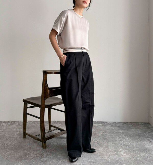 fredy emue「【WEB限定カラーあり】サテン半袖Tシャツブラウス」|シャツ・ブラウス|