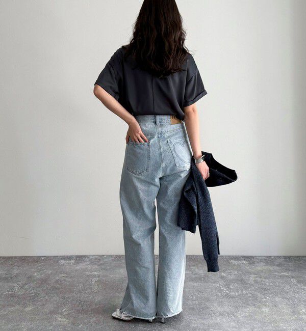 fredy emue「【WEB限定カラーあり】サテン半袖Tシャツブラウス」|シャツ・ブラウス|