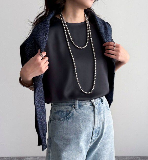 fredy emue「【WEB限定カラーあり】サテン半袖Tシャツブラウス」|シャツ・ブラウス|