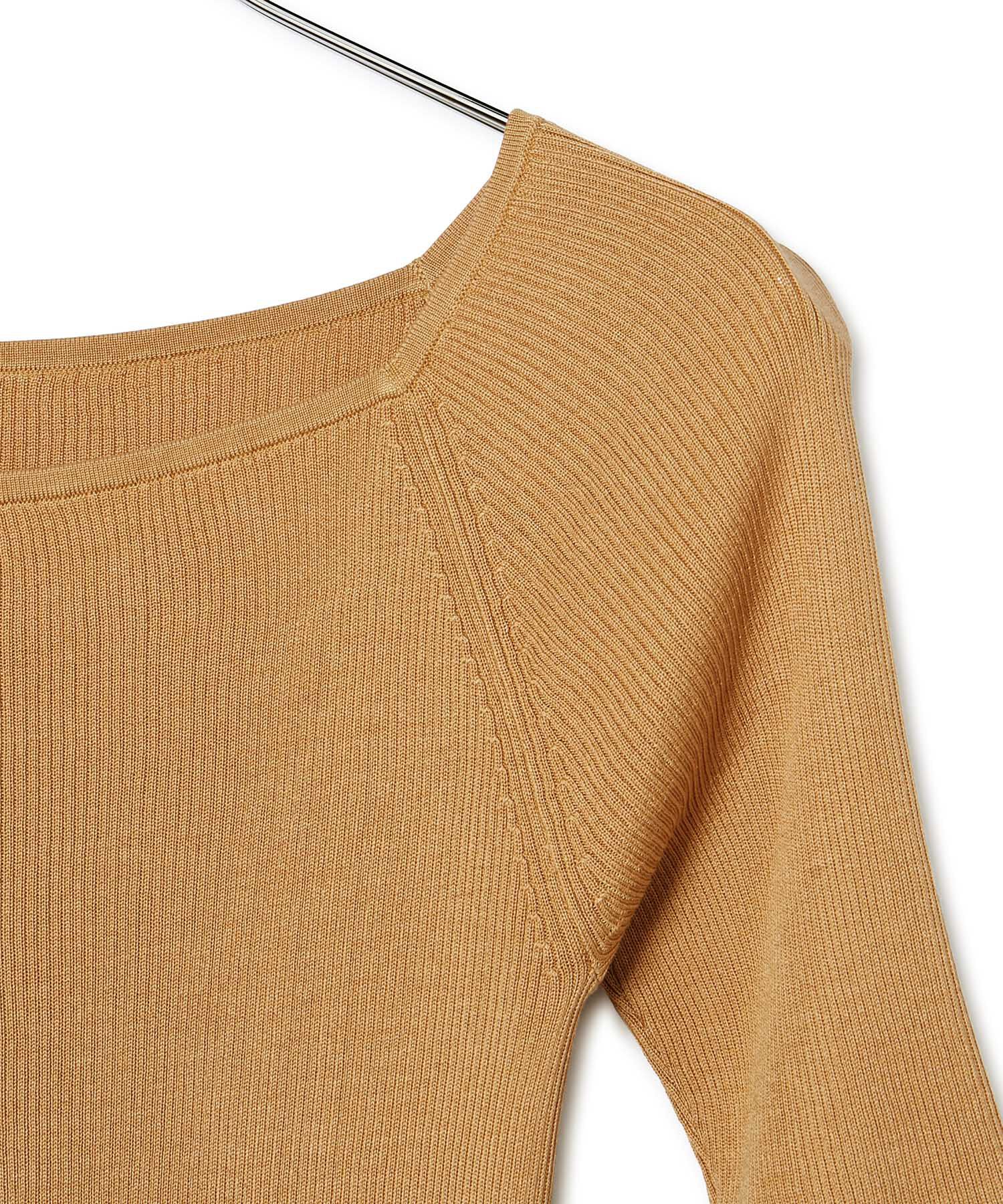 ROPE「【洗える】シルク100％ 5分袖リブトップス/スキンニット」|Tシャツ・カットソー|