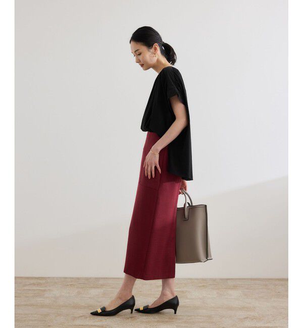 ROPE「【洗える】クリア天竺ギャザー半袖プルオーバー/お仕事服」|Tシャツ・カットソー|