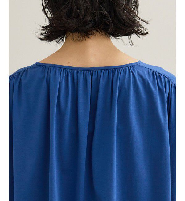 ROPE「【洗える】クリア天竺ギャザー半袖プルオーバー/お仕事服」|Tシャツ・カットソー|