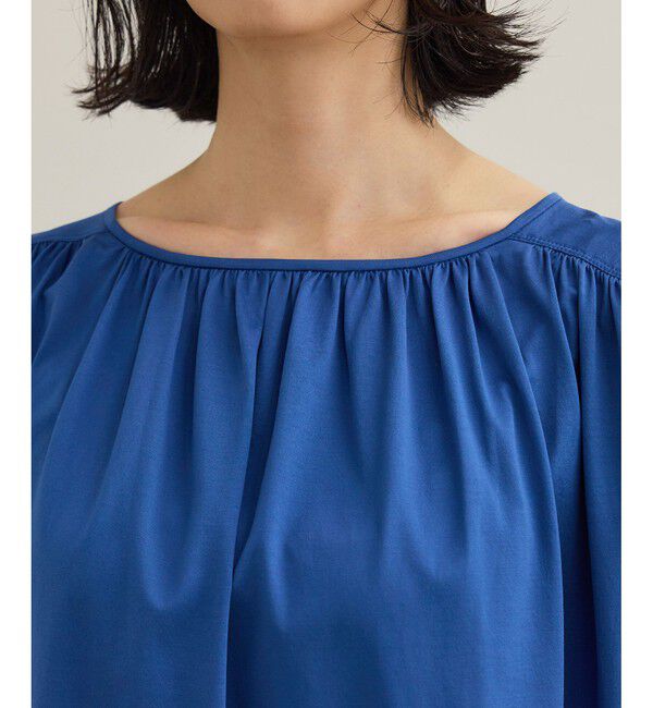 ROPE「【洗える】クリア天竺ギャザー半袖プルオーバー/お仕事服」|Tシャツ・カットソー|